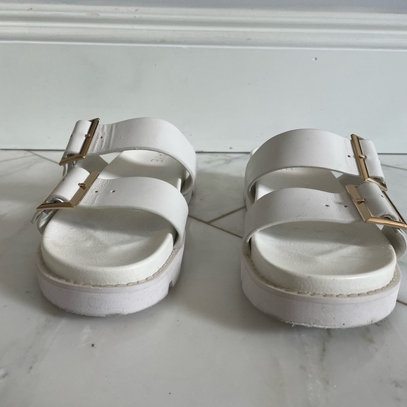 Raye, Clifton white platform dual buckle strap summer vacation sandals sz 7.5-8 - Picture 2 of 8